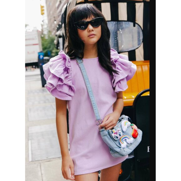 Lavender Haze Ruffle Denim Dress - Picture 1 of 3